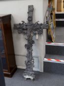 A large Victorian cast iron cross, height 123cms