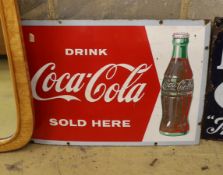 An original large enamel advertising sign 'Drink Coca-Cola Sold Here', width 72cm, height 51cm