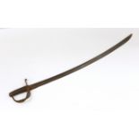 A military sabre with wrought iron guard stamped 377, blade 89cm