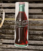 A Coca-Cola enamel sign, width 16cm, height 53cm