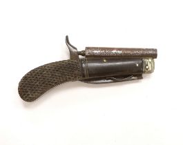 A percussion combination knife pistol, round barrel, Birmingham proofed, two piece partly