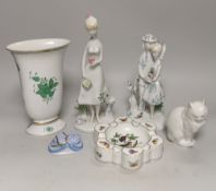 Four pieces of Herend and two Rosenthal porcelain figures (6) tallest 27cm