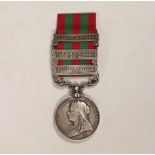 An India General Service medal 1895-1902 awarded to 4695 Pte J Wood 2nd, 13th King's Own Scottish