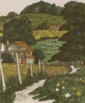 Simon Palmer (b.1956) colour etching, 'Late Summer', limited edition 6/50, signed in pencil, 21 x