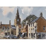 Edward Wesson (1910-1983) watercolour, 'A view of Uppingham, Northamptonshire', signed, various