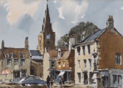 Edward Wesson (1910-1983) watercolour, 'A view of Uppingham, Northamptonshire', signed, various