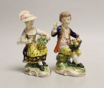 A pair of 19th century Derby porcelain figures, 13cm