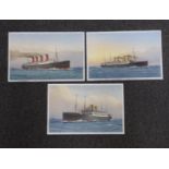 William Frederick Mitchell (1845-1914) set of three watercolours on card, Ocean Liners -