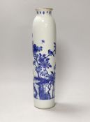 A Chinese blue and white sleeve vase, 33cm