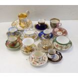 A collection of European cabinet cups and saucers, including a gilded Berlin cup and saucer (12)