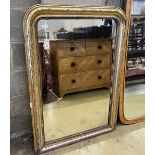 A 19th century French giltwood overmantel mirror, width 84cm, height 120cm