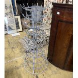 A French vintage galvanised wine bottle drying rack, height 120cm