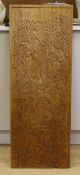 A Balinese carved figural and animal wood panel, 39.5cm wide x 41cm high