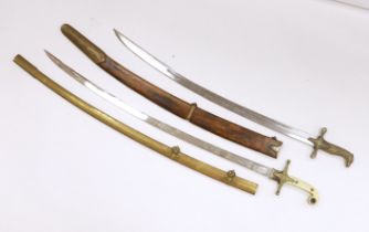 Two reproduction swords; a Victorian style naval design Mameluke sword, together with an Indian