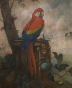 F.W. Baldry, 20th century oil on canvas, Study of a macaw, signed and dated 1925, 62 x 49cm