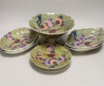 A Spode ‘Tumbledown Dick’ part dessert service, early 19th century, decorated with birds and