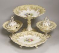 An early Victorian Davenport flower painted dessert service