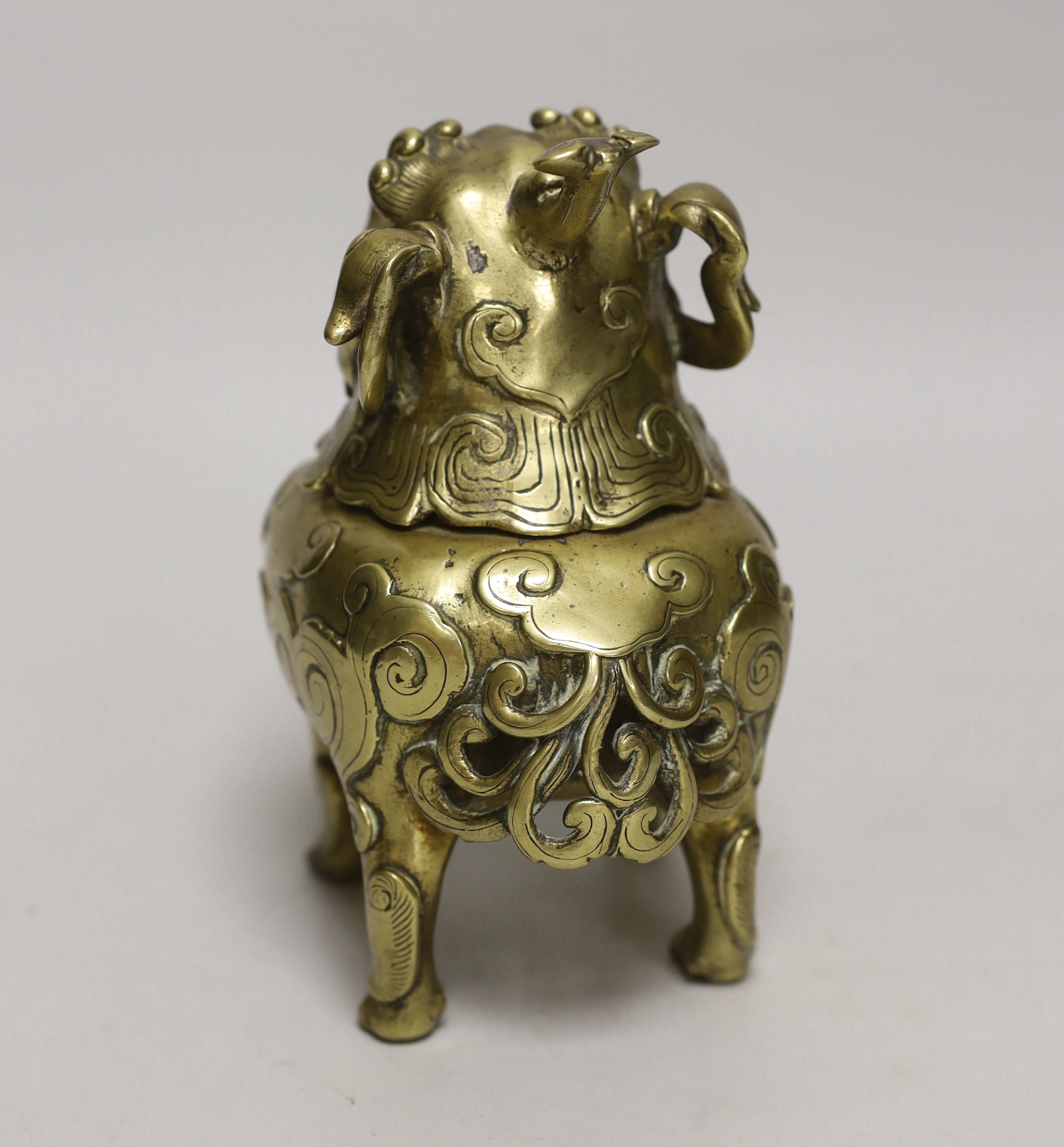 A Chinese bronze 'lion dog' incense burner, 18cm - Image 3 of 4