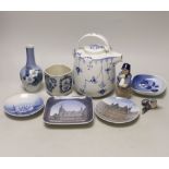 A group of Royal Copenhagen porcelain including an onion pattern teapot