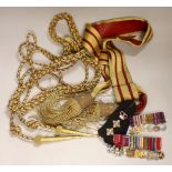 Two miniature medal groups awarded to Lt. Gen. Sir Desmond Anderson, together with his epaulets,