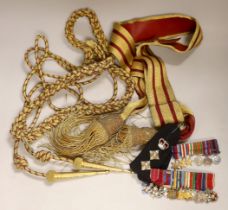 Two miniature medal groups awarded to Lt. Gen. Sir Desmond Anderson, together with his epaulets,