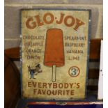 An original weathered enamel advertising sign 'Glo-Joy, Everybody's Favourite', width 46cm, height