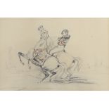 A. Jacquemont (c.1840), pencil and wash, 'Groom with two rearing horses', details verso, 15.5 x