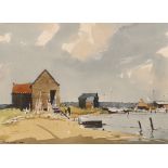 Edward Wesson (1910-1983) watercolour, 'Walberswick, Suffolk', stamp and Gallery Thirty Three