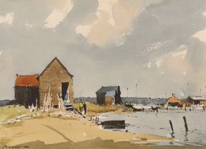 Edward Wesson (1910-1983) watercolour, 'Walberswick, Suffolk', stamp and Gallery Thirty Three