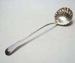 A George III silver Old English pattern soup ladle, with fluted bowl, Smith & Fearn, London, 1789,