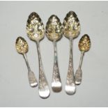 A pair of George III provincial silver berry spoons, Dorothy Langlands, Newcastle, 1813, 20.3cm
