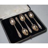 Sundry cased sets and part sets of silver flatware, including teaspoons and a plated set of spoons.
