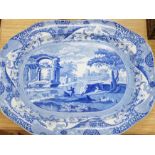 A 19th century Spode Italian blue and white serving platter, c.1820, 57cm wide