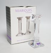 A boxed pair of Marquis by Waterford Treviso candlesticks, 21cm