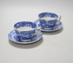 A group of British blue and white pottery including a large Copeland Spode teapot