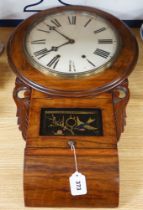 An American walnut drop dial wall clock, 68cm