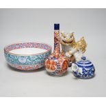 A group of Japanese ceramics including Imari, satsuma etc. tallest 21cm