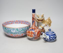 A group of Japanese ceramics including Imari, satsuma etc. tallest 21cm