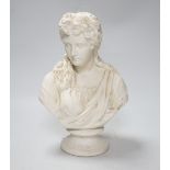 A Victorian parian bust of a lady, 28cm