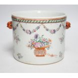 A Chinese famille rose export wine cooler with floral decoration, late 18th century, 17cm high