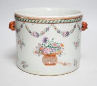 A Chinese famille rose export wine cooler with floral decoration, late 18th century, 17cm high