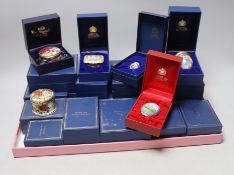 Nineteen boxed Halcyon Days enamel boxes