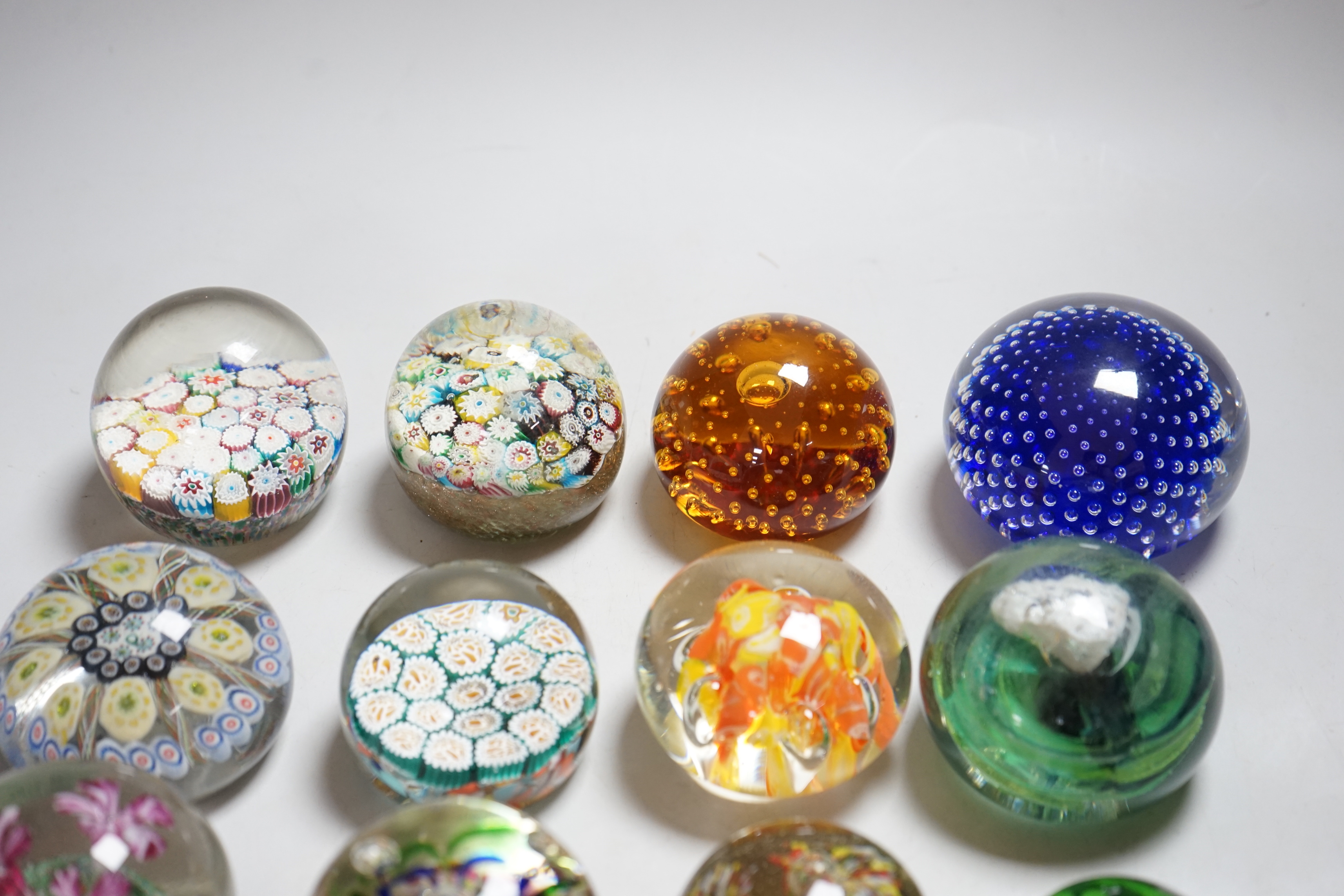 Twelve 20th century paperweights including Bohemian and Chinese examples, close packed millefleur - Image 6 of 6