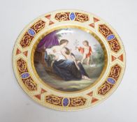 A late 19th century Vienna plate, with shield to reverse, 24cm