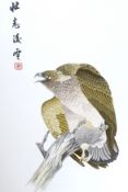 A Chinese silk embroidery, eagle with prey, 46cm x 32cm
