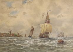Ella Margaret King (b.1845), oil on board, Shipping scene, signed and dated 1900, 34 x 24cm