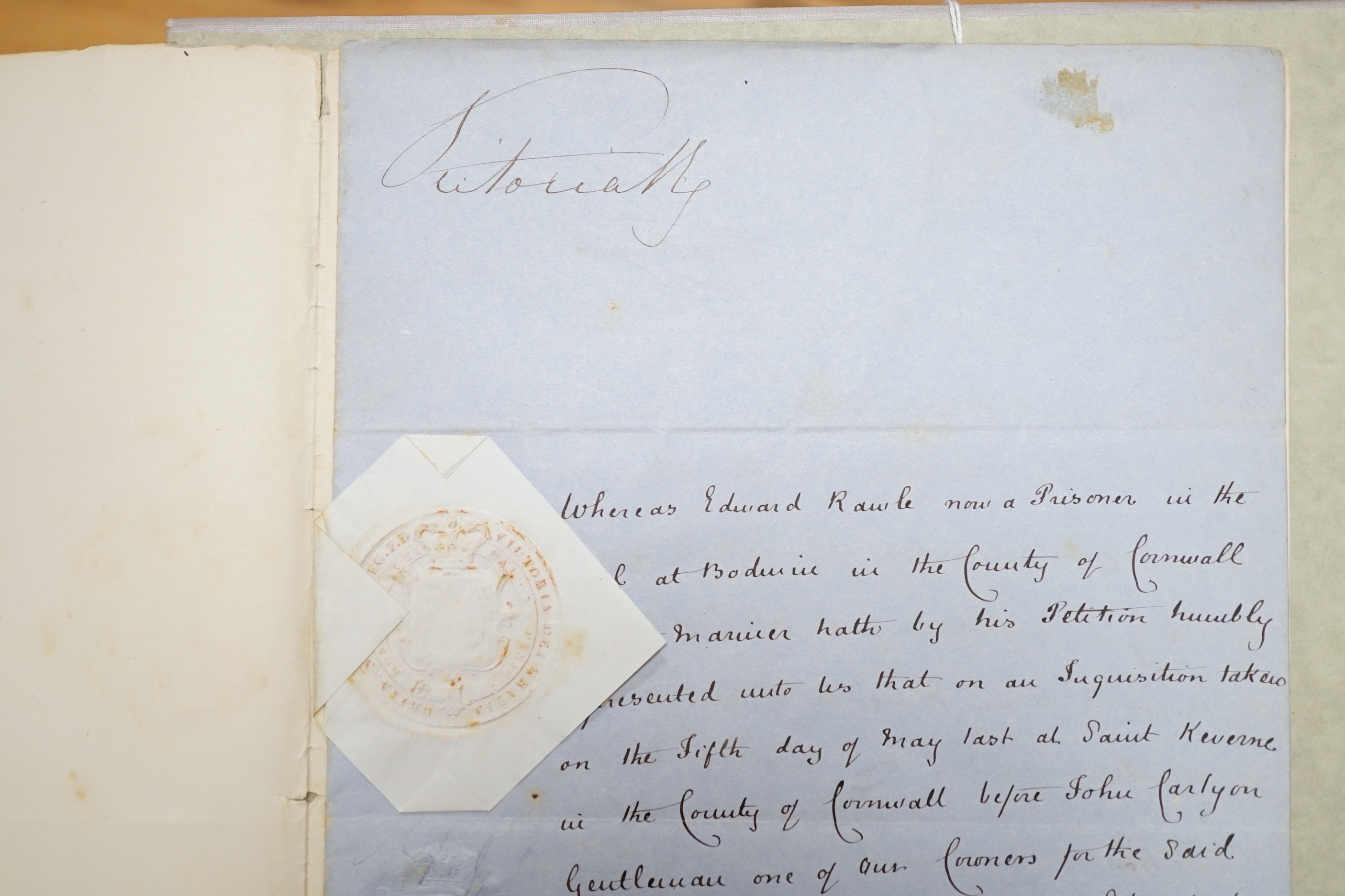 A handwritten licence to plead to Frederick William Slade, dated 31 July 1855, countersigned by - Image 2 of 5