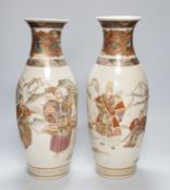 A pair of Japanese Satsuma vases, 40cm (a.f.)