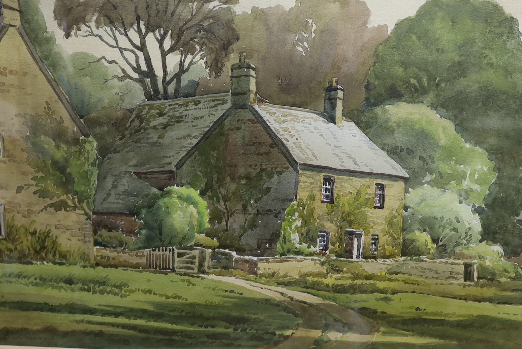 Eight various watercolours including examples by Keith Burtenshaw and Pat Precious, largest 57 x - Image 3 of 5