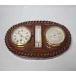 A G. Lee and son oak marine style clock barometer, 31.5cm wide